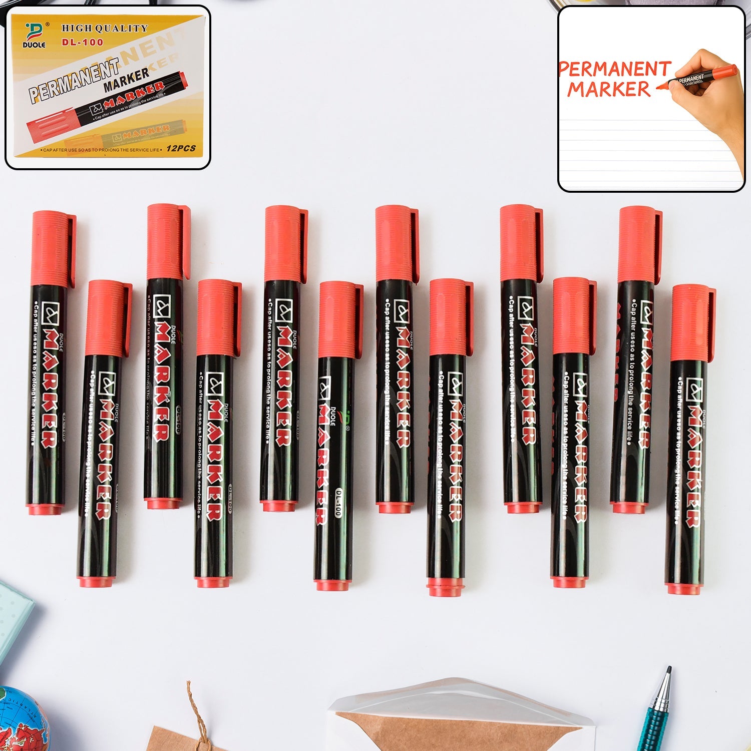Premium Permanent Red Marker Pen Set Premium Permanent Red Marker Pen Set